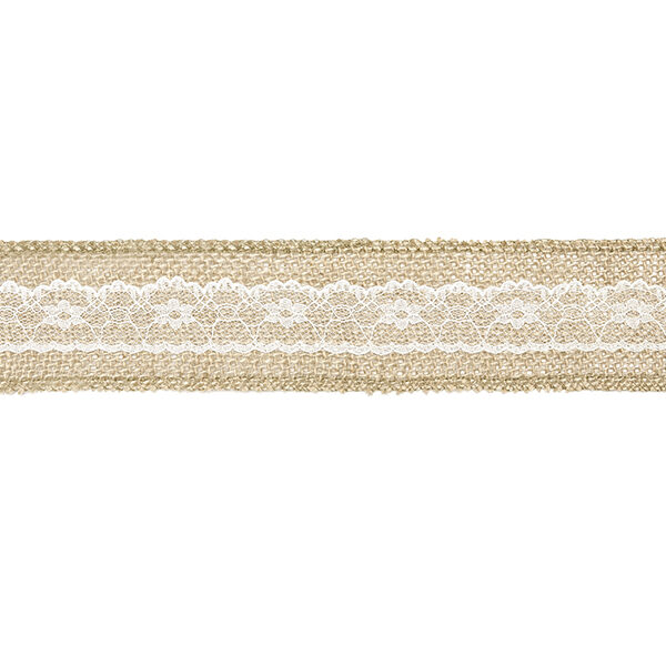 Taśma jutowa z koronką, 5x500cm