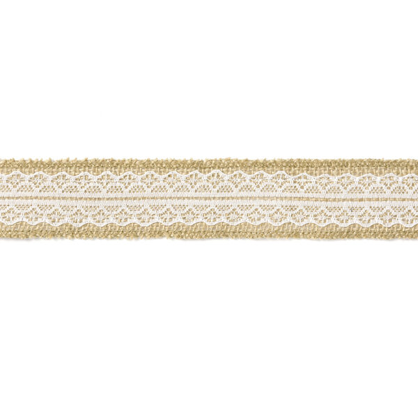 Taśma jutowa z koronką, 4x500cm