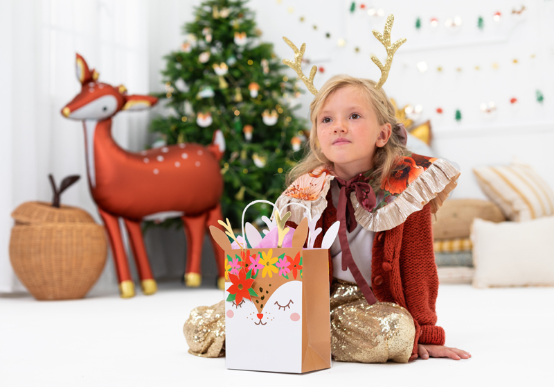 Torebka na prezenty Jelonek, mix, 20.5x30x10.5cm - obrazek 2