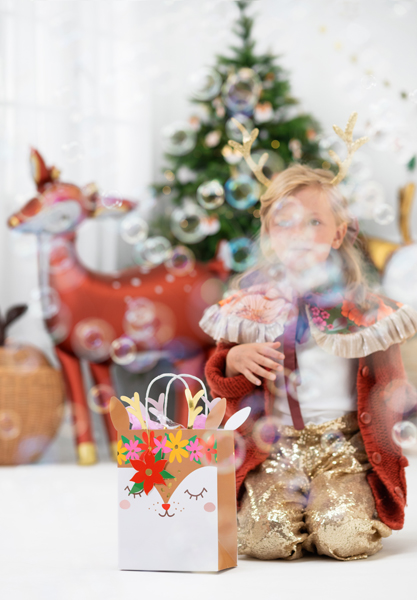 Torebka na prezenty Jelonek, mix, 20.5x30x10.5cm - obrazek 4