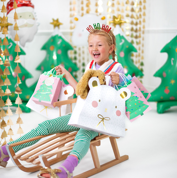 Torebka na prezenty Choinka, mix, 14x20.5x8cm - obrazek 2