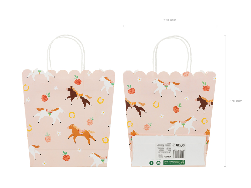 Torebka na prezenty Konie, 23x22x8,5 cm, mix - obrazek 3