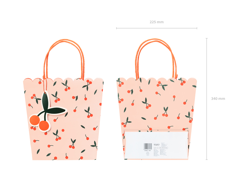 Torebki na prezenty Wisienki, mix, 22x23x8cm - obrazek 4