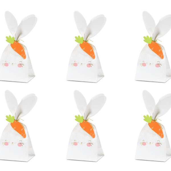 Torebki na słodycze Króliki, mix, 7.5x9x22.5 cm (1 op. / 6 szt.)