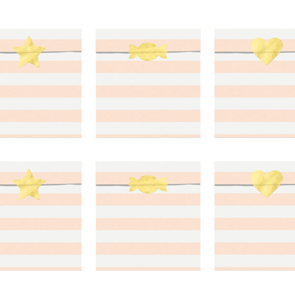 Torebki na słodycze Yummy, jasny różowy, 13x14cm (1 op. / 6 szt.)