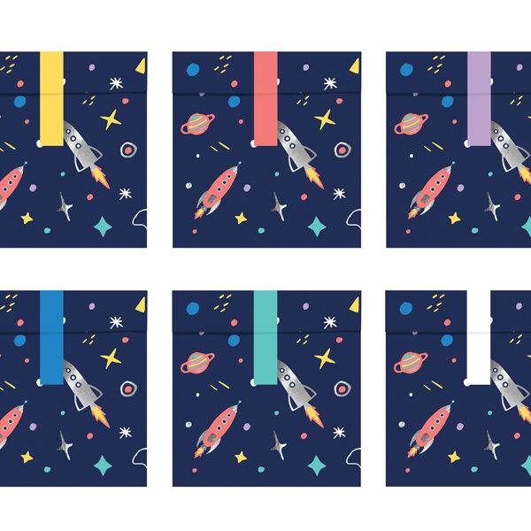 Torebki na słodycze Kosmos, 13x14cm (1 op. / 6 szt.)