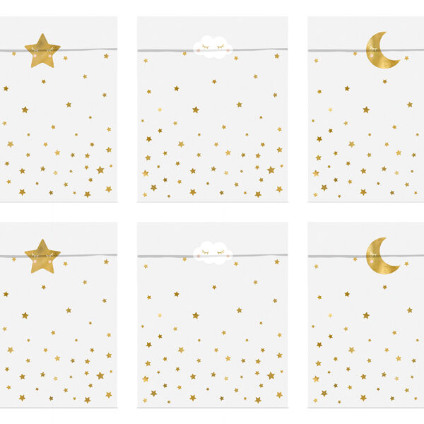 Torebki na słodycze Little Star, 13x14cm (1 op. / 6 szt.)