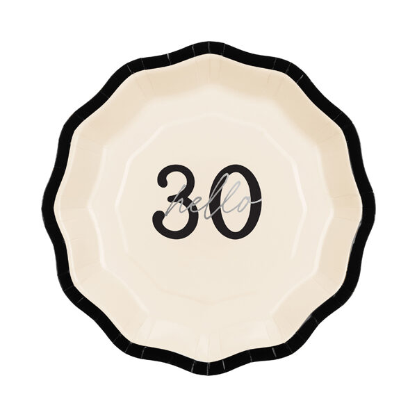 Talerzyki papierowe ''Hello 30'', mix, 18 cm (1 op. / 6 szt.)