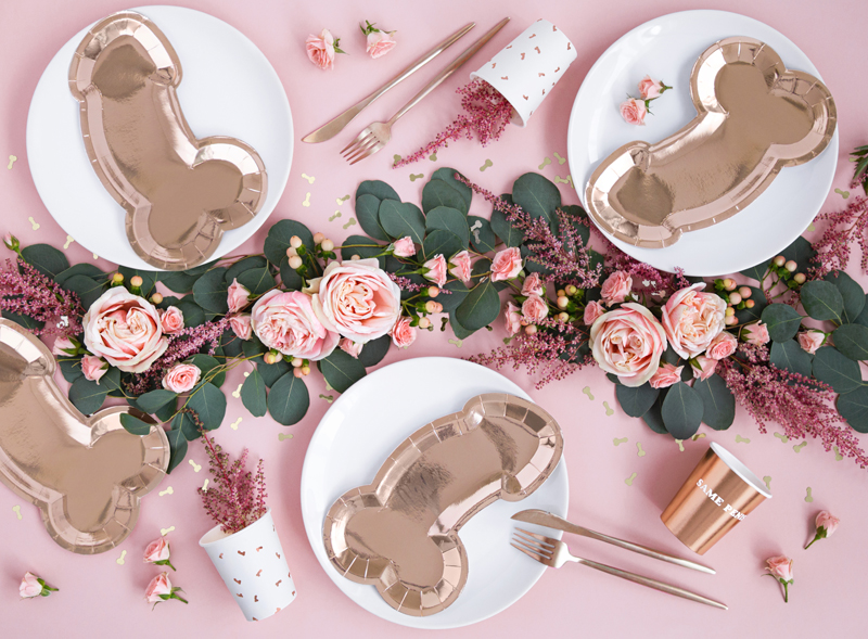 Talerzyki Same penis forever, różowe złoto, 26.5x15.5cm (1 op. / 6 szt.) - obrazek 3