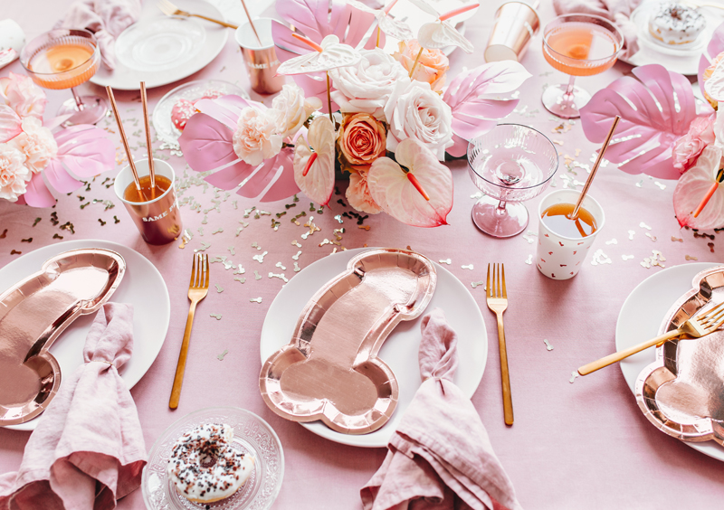 Talerzyki Same penis forever, różowe złoto, 26.5x15.5cm (1 op. / 6 szt.) - obrazek 4