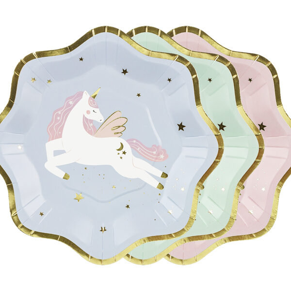 Talerzyki Jednorożec, mix, 18x18 cm (1 op. / 6 szt.)
