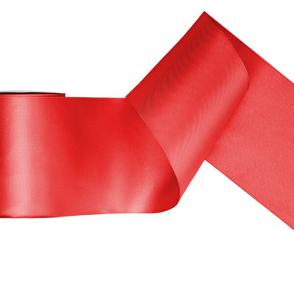 Tasiemka satynowa, czerwony, 100mm/25m