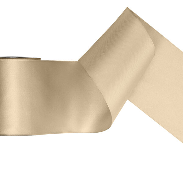 Tasiemka satynowa, zimny złoty, 100mm/25m