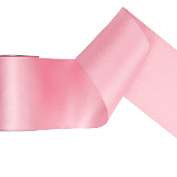 Tasiemka satynowa, j. różowy, 100mm/25m (1 szt. / 25 mb.)