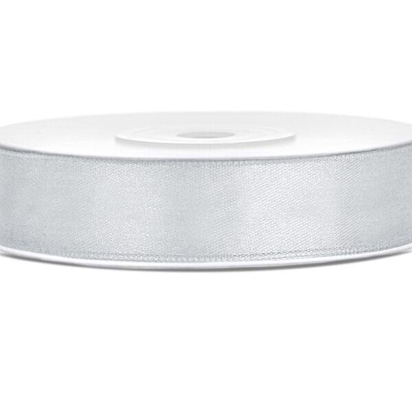 Tasiemka satynowa, srebrny, 12mm/25m (1 szt. / 25 mb.)