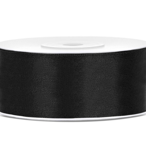 Tasiemka satynowa, czarny, 25mm/25m (1 szt. / 25 mb.)