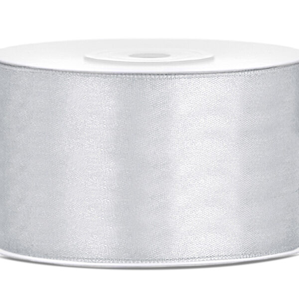 Tasiemka satynowa, srebrny, 38mm/25m