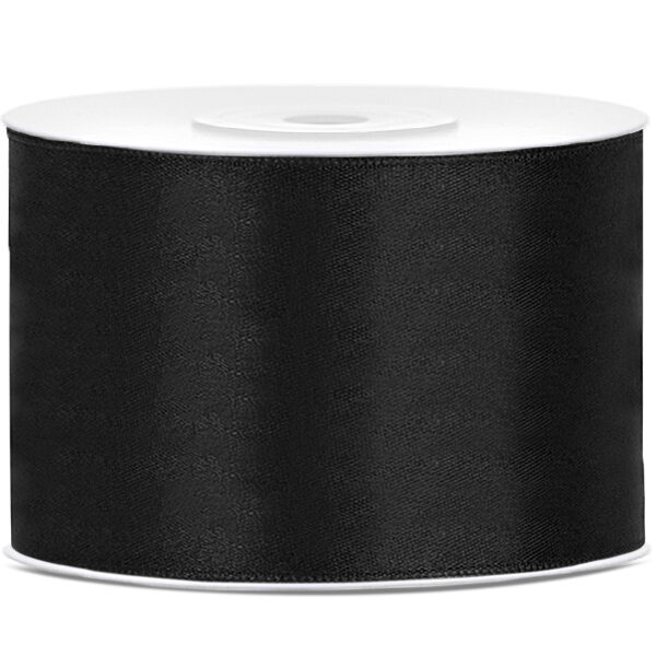 Tasiemka satynowa, czarny, 50mm/25m