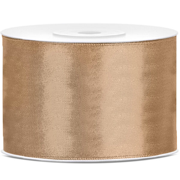 Tasiemka satynowa, j. złoto, 50mm/25m