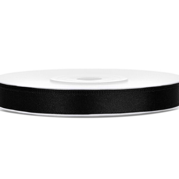 Tasiemka satynowa, czarny, 6mm/25m