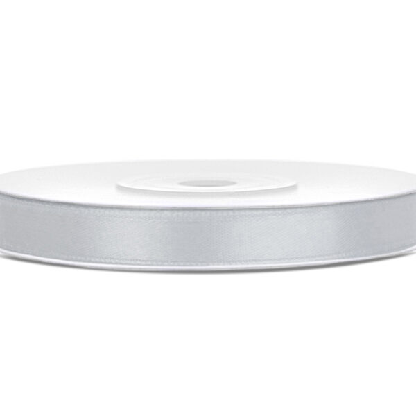 Tasiemka satynowa, srebrny, 6mm/25m