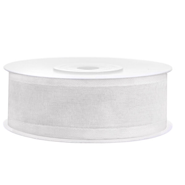 Tasiemka szyfonowa, biały, 25mm/25m (1 szt. / 25 mb.)