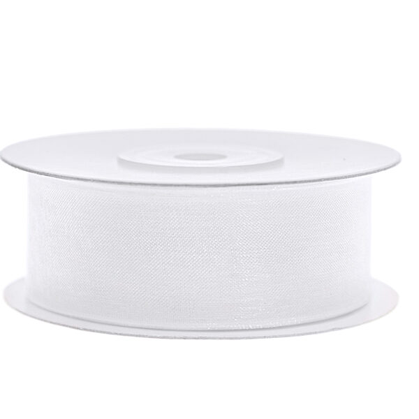 Tasiemka szyfonowa, biały, 25mm/25m (1 szt. / 25 mb.)