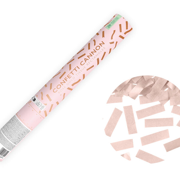 Tuba z konfetti, różowe złoto, 40 cm