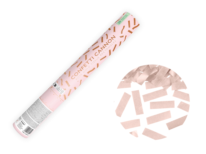 Tuba z konfetti, różowe złoto, 40 cm