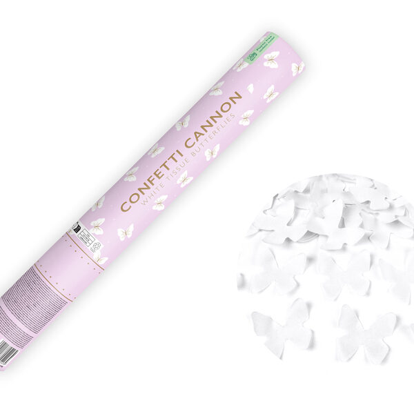 Tuba z motylkami, biały, 40cm