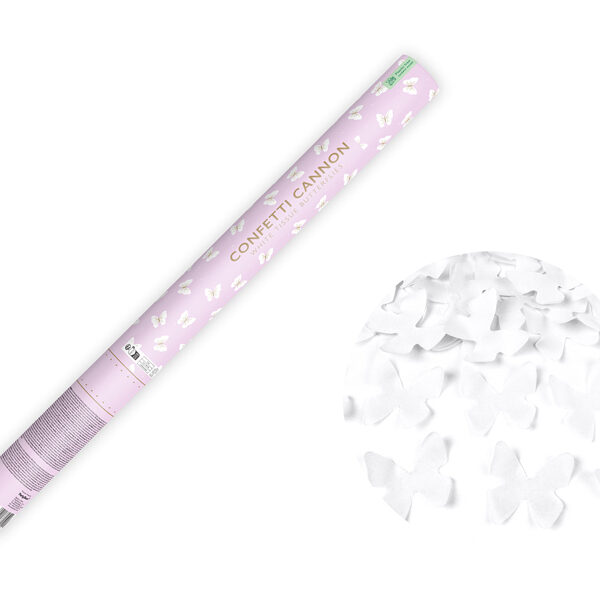 Tuba z motylkami, biały, 60cm