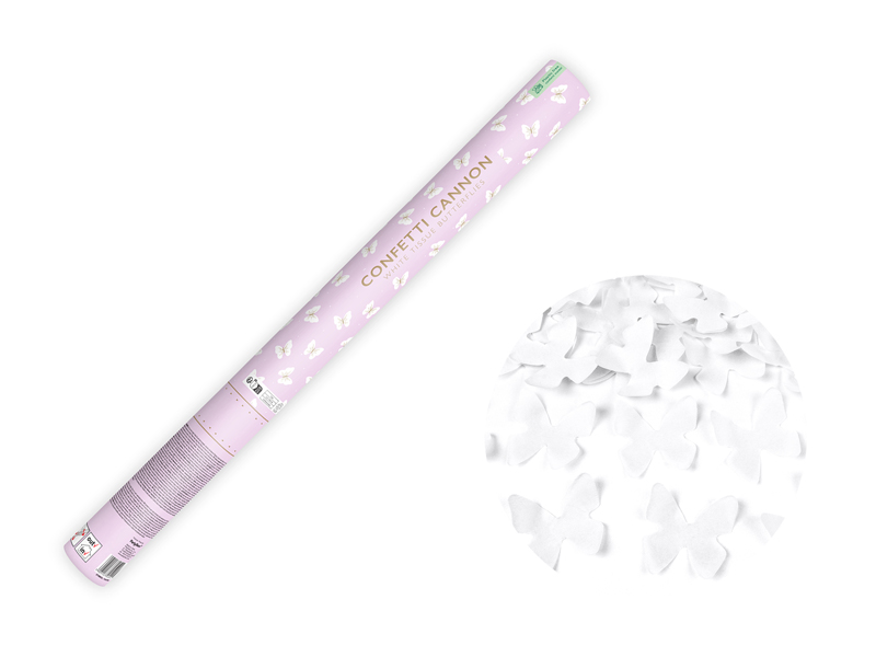 Tuba z motylkami, biały, 60cm