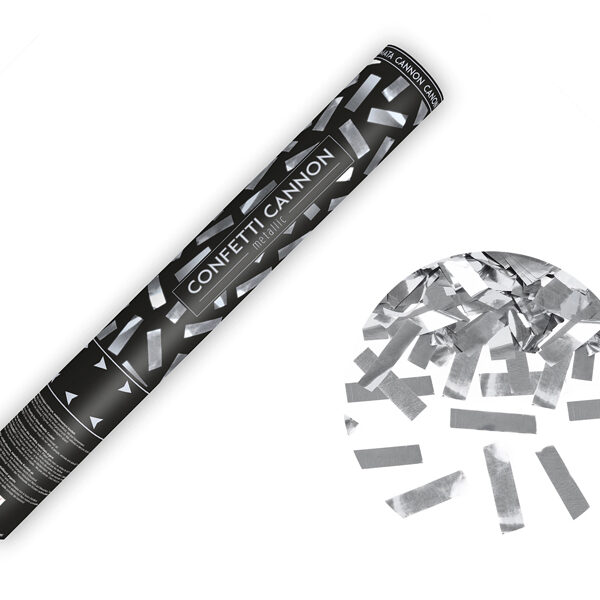 Tuba z konfetti, srebrny, 40cm