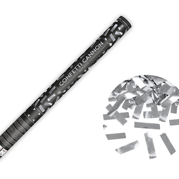 Tuba z konfetti, srebrny, 60cm