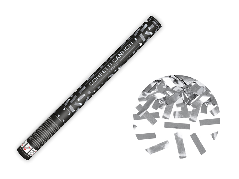 Tuba z konfetti, srebrny, 60cm