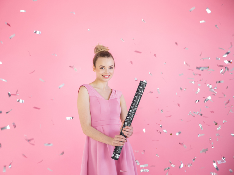 Tuba z konfetti, srebrny, 60cm - obrazek 4