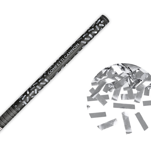 Tuba z konfetti, srebrny, 80cm
