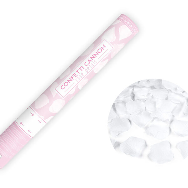 Tuba z płatkami róż, biały, 40cm