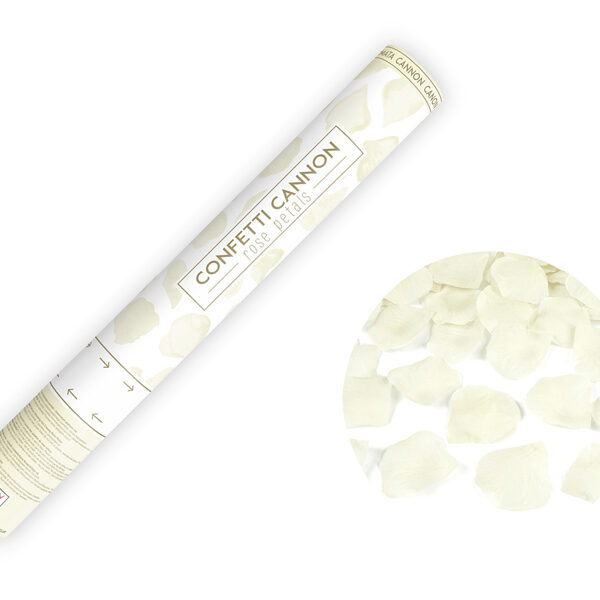 Tuba z płatkami róż, krem, 40cm