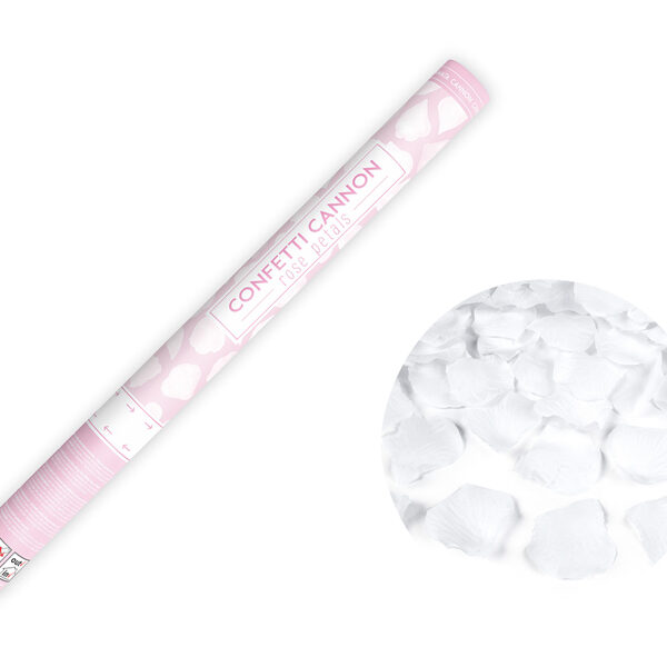 Tuba z płatkami róż, biały, 60cm