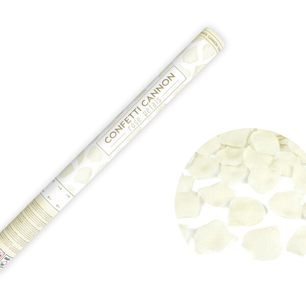 Tuba z płatkami róż, krem, 60cm