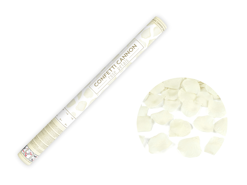 Tuba z płatkami róż, krem, 60cm