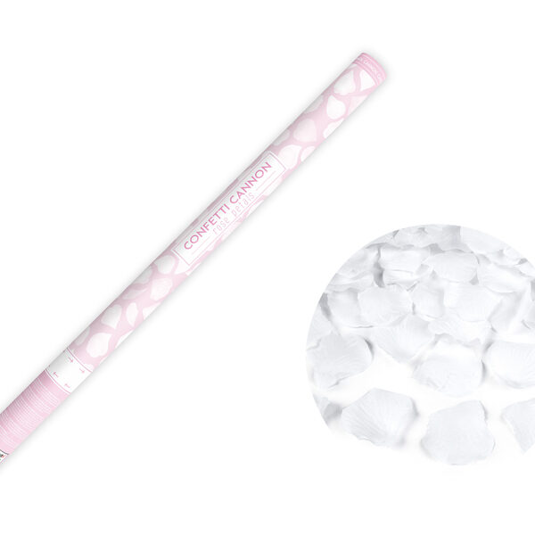 Tuba z płatkami róż, biały, 80cm