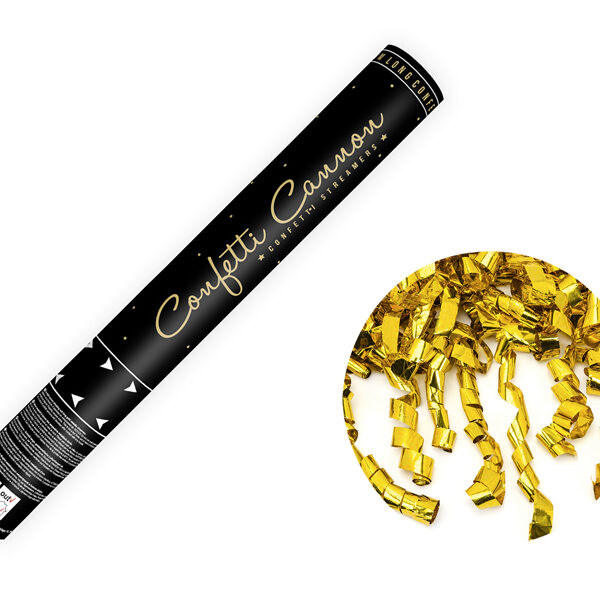 Tuba z serpentynami, złoty, 40cm