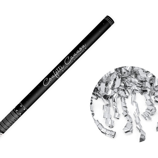 Tuba z serpentynami, srebrny, 80cm