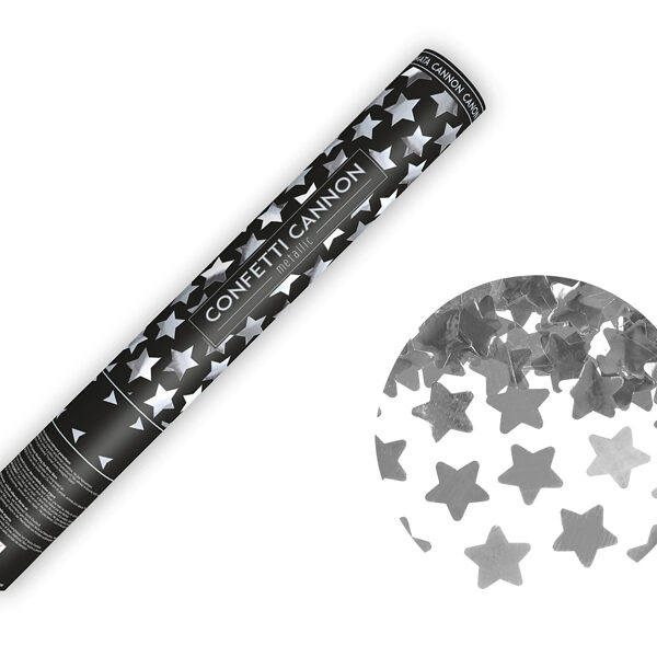 Tuba z gwiazdkami, srebrny, 40cm