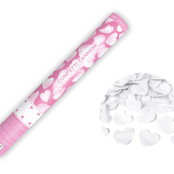 Tuba z sercami, biały, 40cm