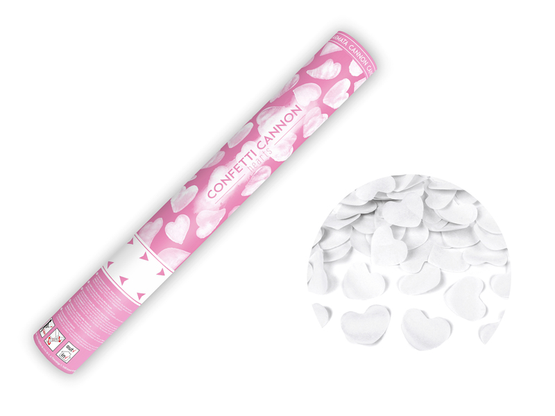 Tuba z sercami, biały, 40cm