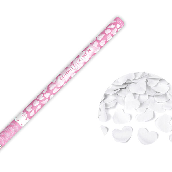 Tuba z sercami, biały, 80cm