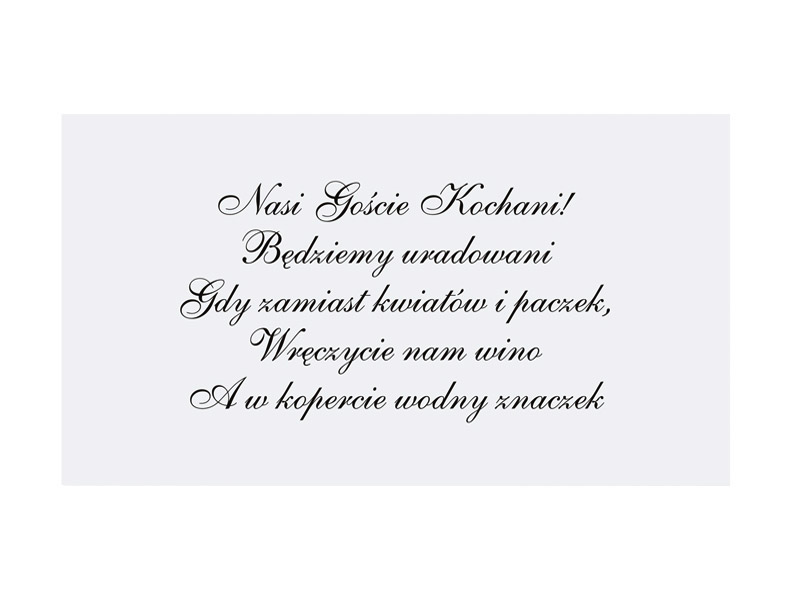 Wkładki do zaproszeń ślubnych, biały (1 op. / 25 szt.)